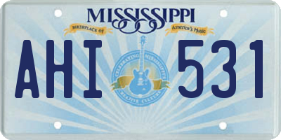 MS license plate AHI531