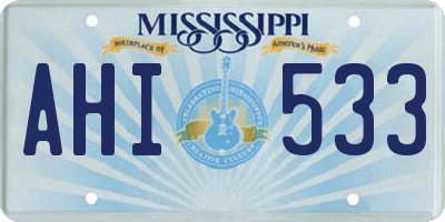 MS license plate AHI533