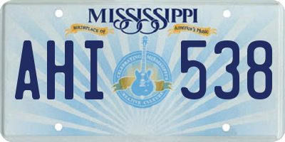 MS license plate AHI538