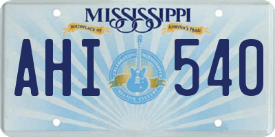 MS license plate AHI540