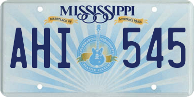 MS license plate AHI545