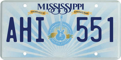 MS license plate AHI551