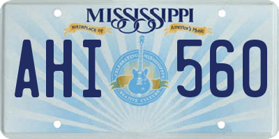 MS license plate AHI560