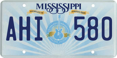 MS license plate AHI580