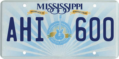 MS license plate AHI600