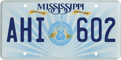 MS license plate AHI602