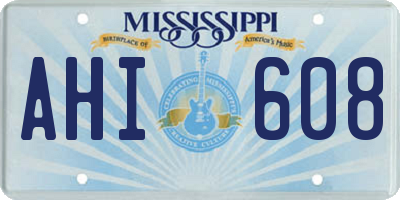 MS license plate AHI608