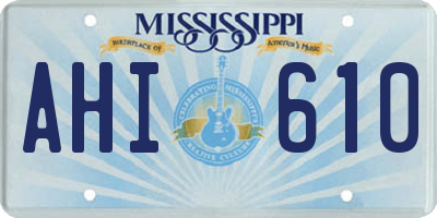 MS license plate AHI610