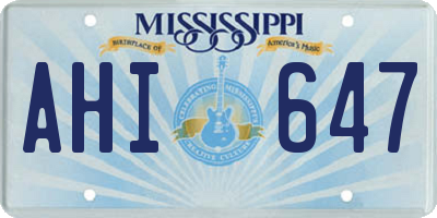 MS license plate AHI647