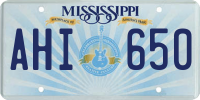MS license plate AHI650