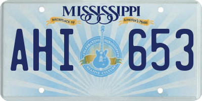 MS license plate AHI653