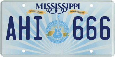 MS license plate AHI666