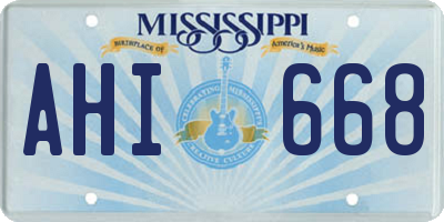 MS license plate AHI668