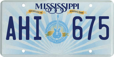 MS license plate AHI675