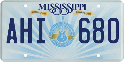 MS license plate AHI680