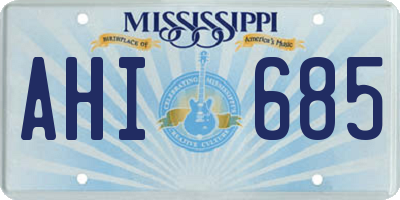 MS license plate AHI685