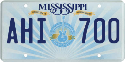 MS license plate AHI700
