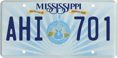 MS license plate AHI701