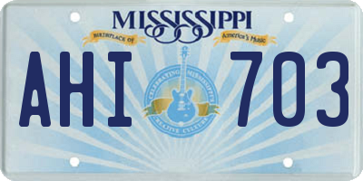 MS license plate AHI703
