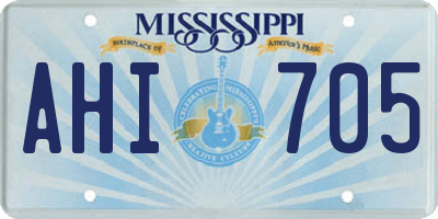 MS license plate AHI705