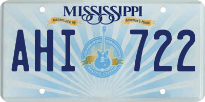 MS license plate AHI722