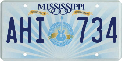 MS license plate AHI734