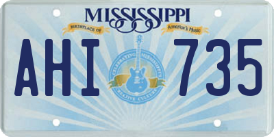MS license plate AHI735