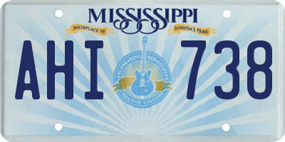 MS license plate AHI738