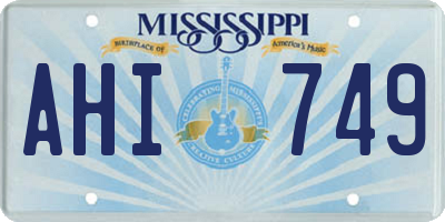 MS license plate AHI749