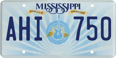 MS license plate AHI750