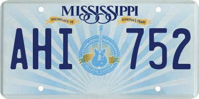 MS license plate AHI752