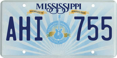 MS license plate AHI755