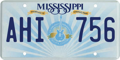 MS license plate AHI756