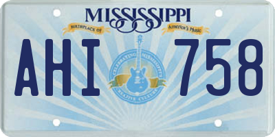 MS license plate AHI758