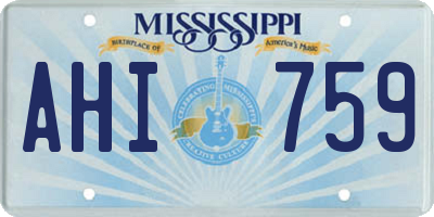 MS license plate AHI759