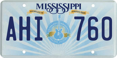 MS license plate AHI760