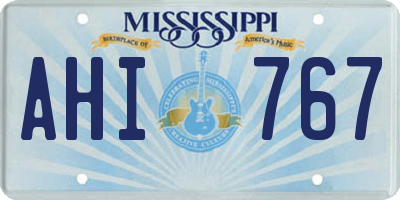 MS license plate AHI767