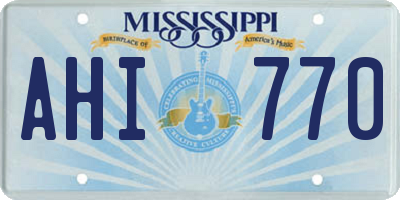 MS license plate AHI770