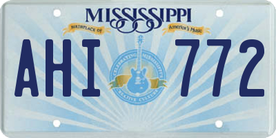MS license plate AHI772