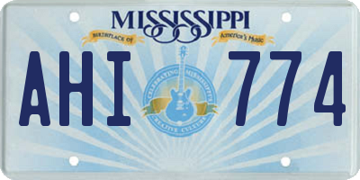 MS license plate AHI774