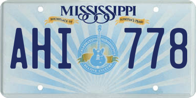 MS license plate AHI778