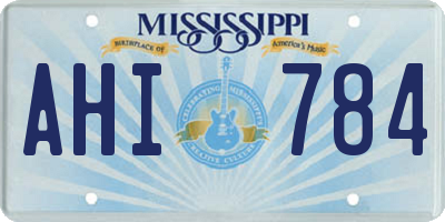 MS license plate AHI784