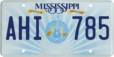 MS license plate AHI785