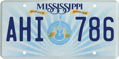 MS license plate AHI786