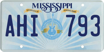 MS license plate AHI793