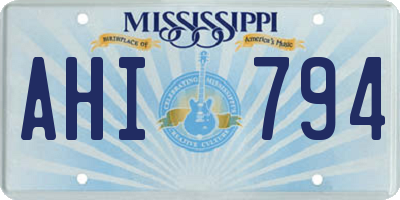 MS license plate AHI794
