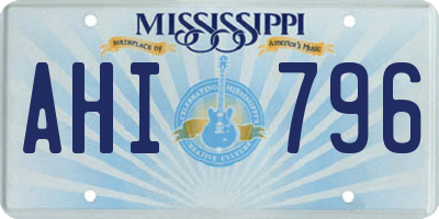 MS license plate AHI796
