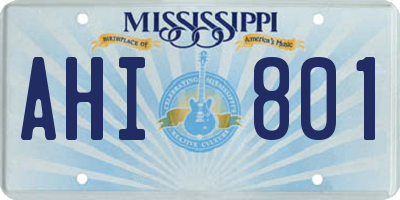 MS license plate AHI801