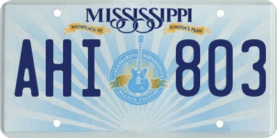 MS license plate AHI803