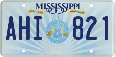 MS license plate AHI821